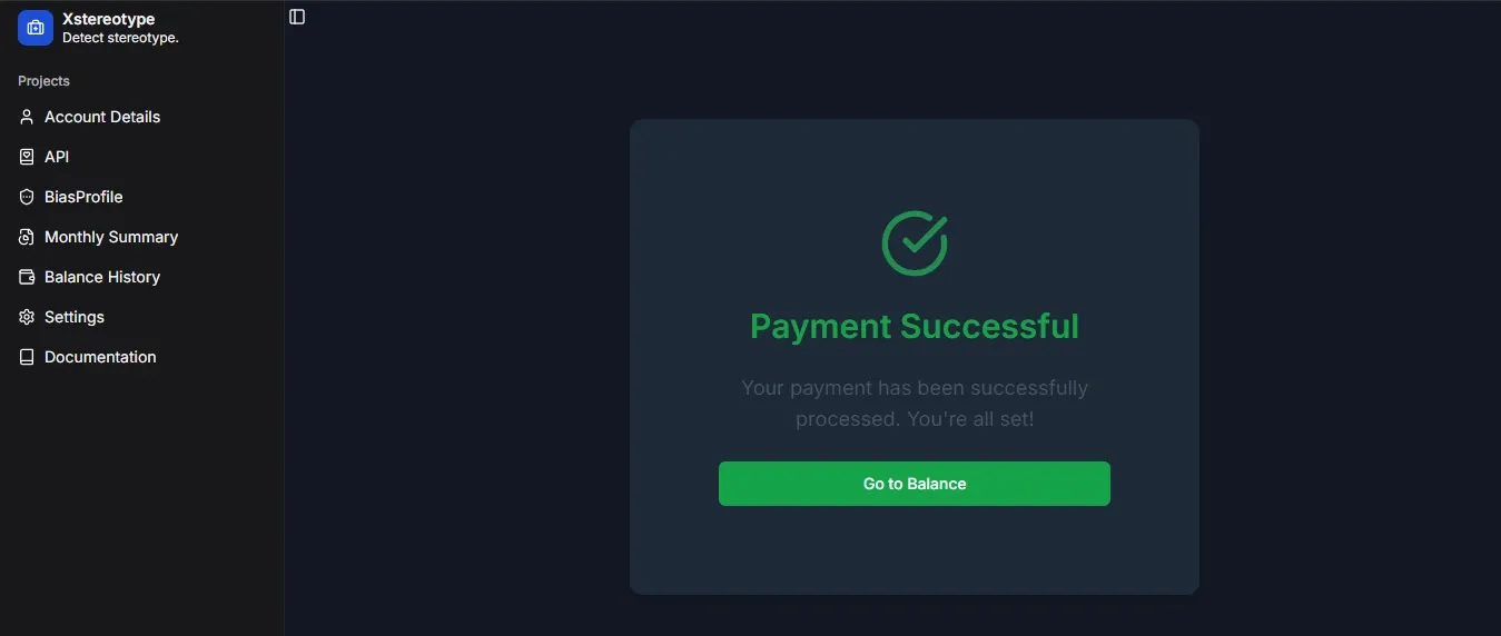 Payment Success Message